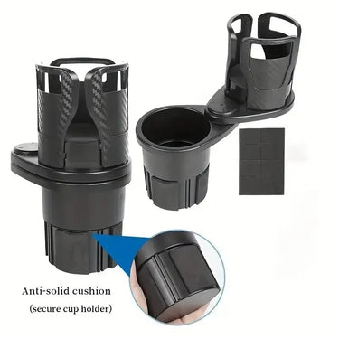 360° Rotating Dual Car Cup Holder & Phone Mount - InspiredGrabs.com